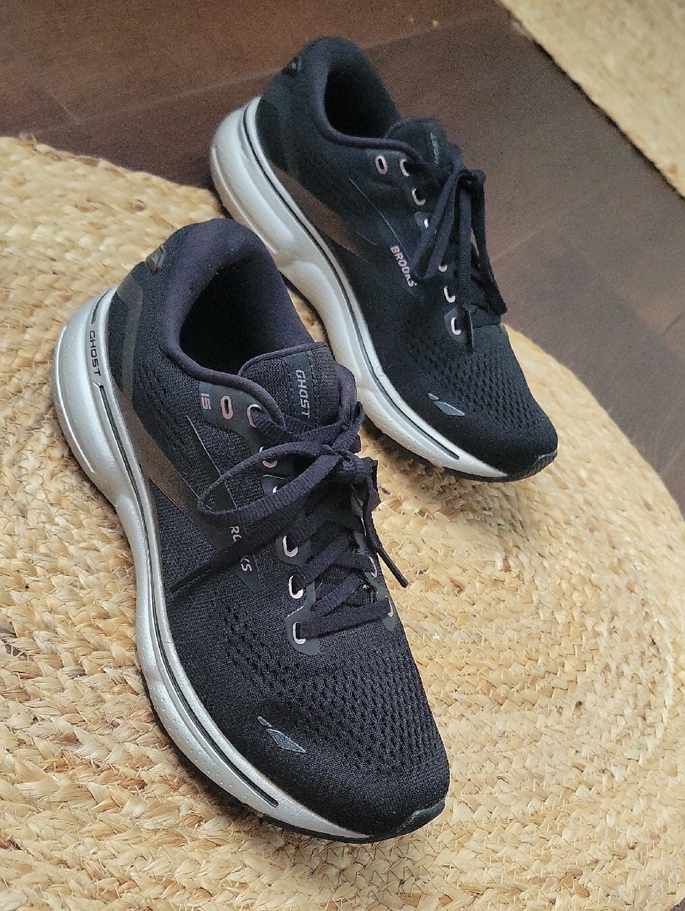 Brooks Women's Black and Silver Ghost 15 Running Shoes